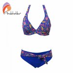 Andzhelika New XL-5XL Plus Size Swimwear Women Sexy Deep-V Bikini Vintage Print Swimsuit Summer Bathing Suits female swimwear