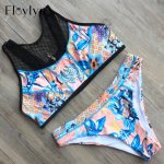 FLOYLYN Sexy Women High Neck Halter Mesh Zipper Bikini Set Tank Top Swimsuit Swimwear Triangle Bathing Suit