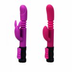 Retractable pulling and inserting rotating bead vibrator for adult sex products G clitoral double shock friction stick