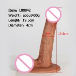 19.5cm Realistic Sliding Testis Huge Dildo G Spot Stimulate Soft Silicone Penis Big Dick Suction Cup Sex Toys For Women