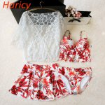 New 2018 Sexy Floral Print Bikini Set Swimwear Women Skirt Swimsuit Bathing Suit Beach High Quality Push Up Bikinis Women Dress