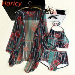 2018 Sexy Brazilian Bikini Retro Printed Biquini Swimwear Bodycon Women Dress Swim Suit High Neck Swimsuit Beach Bathing Suit