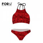 FORUDESGINS 2018 Beach Biquini Sexy Vintage Swimsuit Retro Rose Floral Women Wear Swimwear Maillot De Bain Push Up Bikini Set 