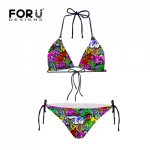 New High Quality Graffiti Bikini Women Durable Sexy High Elasticity Beachwear Bikini Sets Swimsuits Female Lady Girls Bath Cloth