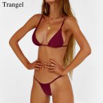 Trangel 2018 Sexy Swimsuit Women Micro Mini Bikini Set Red Black White Solid Swimwear Female Thong Bikinis Bathing Suit Biquini