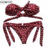 Cute Dot Thong Bikini Sexy Bandeau Brazilian Bikini Set 2018 Bow Swimwear Halter Push Up Swimsuit Beach Bathing Suit Knotted