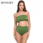 JRNNORV Sexy High Waist Bikini Bandeau Women Plus Size Swimwear Biquinis Feminino Swim Suit Bathing Beach Wear Solid AA00040