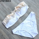 ZMTREE New Arrive White Bandage Bikinis Set Women Lace Swimsuit Sexy Bikini Beach Bathing Suit Female Swimwear Maillot De Bain