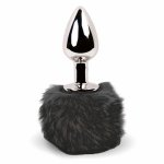 Korek analny metalowy ogonek - feelztoys bunny tails butt plug   czarny