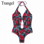 Trangel sexy bikinis 2017 women swimwear one piece swimsuit print flower bathing suits monokini high cut swimsuit BF554