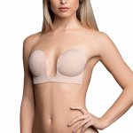 biustonosz samonośny do głębokich dekoltów - bye bra seamless u-style bra cielisty miseczka a