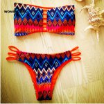 Floral Bikinis Double Face to Wear 2017 Brazilian Women's Bikini Set Multi Ropes Sexy T Type Swim Trunks Beach Bather Swimsuit