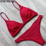 ZMTREE Swimwear Women Bikini Set Red Yellow Solid Color Swimwear 2017 Crochet Bikini Sexy Beach Bathing Suit Brazilian Biquini