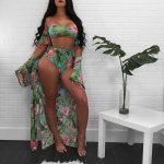 2018 Two Piece Bikini Set Women Sexy Halter Strapless Swimsuit With Beach Cover Women Beach Wear Conjunto Feminino Biquini XL