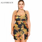 ALANSBEACH Plus Size Bikini Women Swimwear Sexy Beach Swimming Dress Bathing Suit Two Pieces Bandage Suit Push AB00052