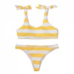 KLV Sexy Swimmer Bikini Swimsuit Women's Swimming Suit Push-Up Beach Stripe Bikinis Set Swimsuits Swimwear Bathing Suit Biquini