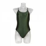 Shiny Swimsuits Women 2018 New Sexy One Piece Monokini Swimwear Backless Bikini Cut Leg Biquinis Shapping Body Suit Army Green