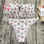 Pacento Solid Swimsuit Female Sexy Cherry Printed Chest Bow Knot Bikinis Set 2018 Swimwear Women Brazilian Bikini Bathing Suits