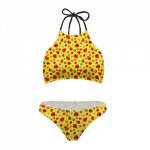 FORUDESGINS Swimsuit Sexy Brazilian Bikinis Women Bandage Swimwear Cute Ladybug Printing High Waist Swim Suit Set Top and Bottom