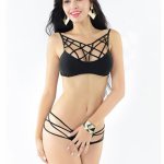 maillot de bain Bikinis Set Black White Strappy Swimwears Women 2016 Sexy Bandage Bathing suits Retro Biquinis