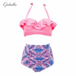 Sexy Indoor Swimsuit Women Swimwear Female High Waist Bikinis Retro Halter May Beach Wear Bathing Suit Push Up Swimming Qpladlse