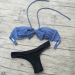 Blue Bikini set for Women Swimwear sexy Beachwear Bow Bathing suits Sexy Secret swimming biquini White Bottom Swimsuit