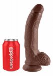 Dildo z Jądrami na Przyssawce 23cm Brązowy | 100% ORYGINAŁ| DYSKRETNA PRZESYŁKA