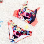 NODELAY 2018 Sexy Bikini Women Swimsuit High Neck Swimwear Beach Bathing Suits Padded Print Brazilian Bikini Set Swim Wear XL