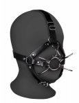 Head Harness with Spider Gag and Nose Hooks - Black