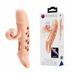 ROMANCE - Penis sleeve,  TPE material,vibration, battery LR41*3, Flesh