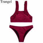 Trangel Sexy Brazilian Bikinis Set Women Swimwear Push Up Swimsuit Ruffle Bathing Suit Solid Biquinis Beach Wear Padded Bikini 