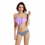 2018 Sexy New Ruffle Vintage Bikinis Swimwear Women Swimsuit Bandage Solid Top Striped Cut Out Bottom Bathing Suit Swim