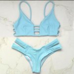 2018 Bikini Light Blue Basic Women Sexy Bikinis Mujer Brasileno With Thong Two Piece Swimsuit Beach Wear