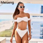 2018 New Arrival Strapless Bandeau Sexy Bikini Set Women Swimwear Off Shoulder Swimsuit High Waist Black Backless Bathing Suits