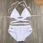 2018 New Solid White Black Wrap Bandage Bikini Set Women High Waist Swimsuit Cut out Swimwear Beach Biquini Bathing Suit XL Sexy