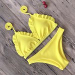 2018 New Falbala Triangle Bikini Set Push Up Bikinis Women Swimwear Ruffled Low Waist Swimsuit Sexy Bathing Suits Bearch Wear