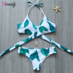 Bikini 2018 Cross Print Female Swimwear Women Swimsuit Sexy Brazilian Bikini Set Halter Bathing Suits Bandage Beach Wear Biquini