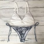 New White Women Sexy Swimwear Bikinis Set Lady Girls Strappy Snakeskin Print Swimsuit Beachwear Push Up Biquini Bathing Suit S-L