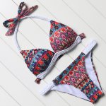 Women's Swimming Suit Multicolor Retro Sexy Low Waist Bikini Set Bandage Push Up Halter Swimwear Women Swimsuit Swimming Suit