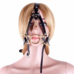 BDSM Fetish leather harness gold spider shape open mouth gag ring nose hook bondage restraints adult games sex toys for woman