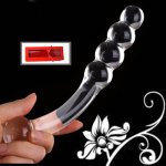 Hot Sale Sex Products Double Ended Headed Crystal Glass Dildo Fake Penis Adult Sex Toys Anal Butt Plug Female Male Masturbation