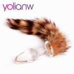 yolianw Erotic Fox Tail Anal Plug Stylish Glass Butt Plug Tail Fetish Butt plug Sexy Sex Toys For Women Anal Adult Sex Products