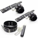 Foot Ring Handcuffs Collar 3pcs/set Leather Couple Bdsm Bondage Set