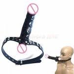 Hot sale Free Shipping Double-Ended Dildo Gag, Mouth Gag Dildo Harness, Head Strap on,Lesbian Strapon Dong, Sex Toys,Sex Product