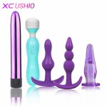 5pcs/set Sex Products Mini Anal Dildo Vibrator Anal Butt Plug AV Vibrator Bullet Heads Vibrator Sex Toys for Woman Men Gay