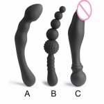 3 stypes Black big pull beads anal expander silicone dildo anal double head butt plug Prostate erotic toys sex toys for couples