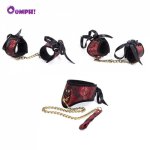 Oomph! 3PCS BDSM Set Collar Handcuffs Footcuffs Adult Game Fetish Bondage Restraint Wedding Party Decoration Sex Toy for Couples