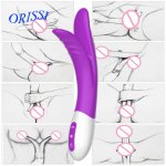 Orissi, ORISSI Waterproof Rabbit Vibrator G spot Massager Multispeed Sex Toy Silicone Dual Vibrators for Women Sex Products for Couple
