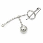 Stainless Steel Penis Ring Catheter and Anal Plug Male Chastity Device,Cock Cage,Penis Lock,Cock Ring,Adult Game