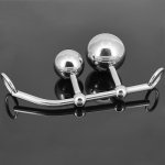 High quality stainless steel female anal vagina double balls plugs metal chastity butt plug anus hook device sex toys for woman